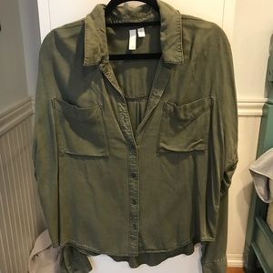 BP. army green button down!